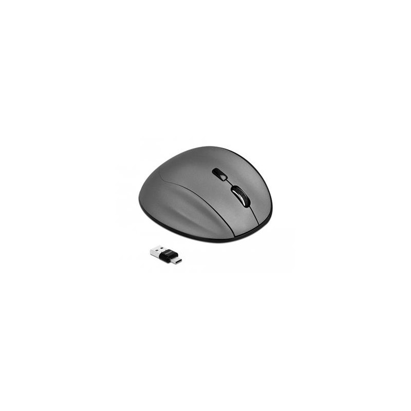 Delock Ergonomická optická pětitlačítková myš 3 v 1, USB Typu-A / Type-C™ 2,4 GHz a Bluetooth 12016