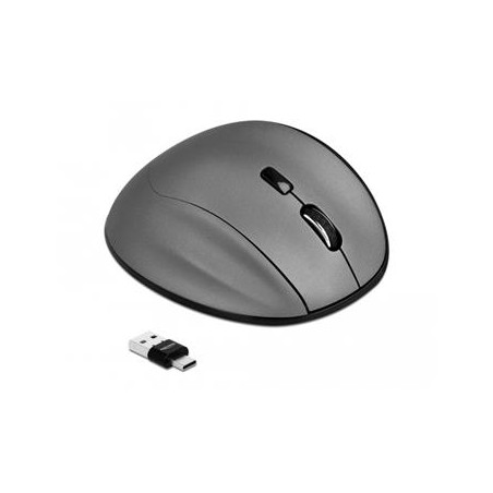 Delock Ergonomická optická pětitlačítková myš 3 v 1, USB Typu-A / Type-C™ 2,4 GHz a Bluetooth 12016