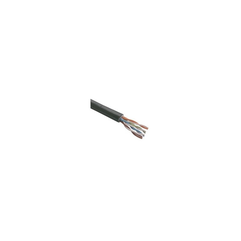 UTP kabel PlanetElite, Cat5E, drát, dvojitý venkovní PE+PVC, Dca, černý, 305m, cívka