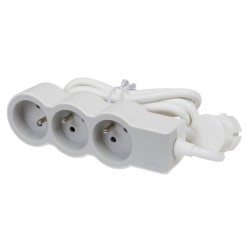 LEGRAND Revolution prodlužovací přívod 3x2P+T, kabel 1,5m, bílá-světlé šedá