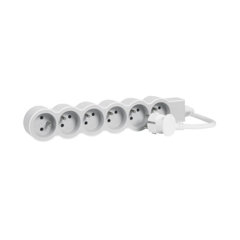 LEGRAND Revolution prodlužovací přívod 6x2P+T, kabel 3m, bílá-světlé šedá