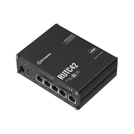 Teltonika RUTC42 průmyslový router 4x LAN, 1x WAN, Dual modem, SIM + eSIM, 2x LTE, Wi-Fi 6