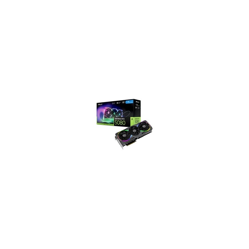 PNY VGA Nvidia GeForce RTX 5080 16GB ARGB OC Triple Fan, RTX 5080 OC, 16GB GDDR7, 3xDP, 1xHDMI