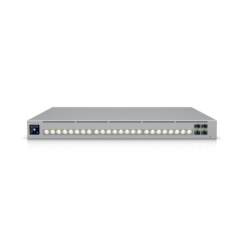 Ubiquiti UniFi Enterprise, 24portový Layer 3 PoE+++ switch, Layer 3 Etherlighting™ PoE+++, stacking, 10 GbE RJ45 and 25G