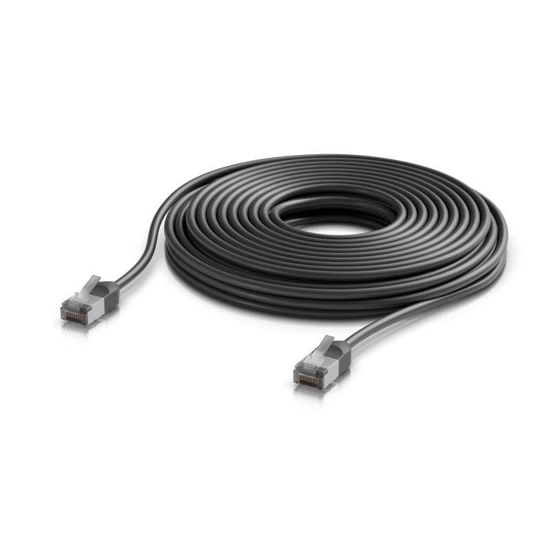 Ubiquiti UniFi Venkovní patch kabel C6A, ultra tenký a odolný stíněný kabel pro 10 GbE, 12m, Černá