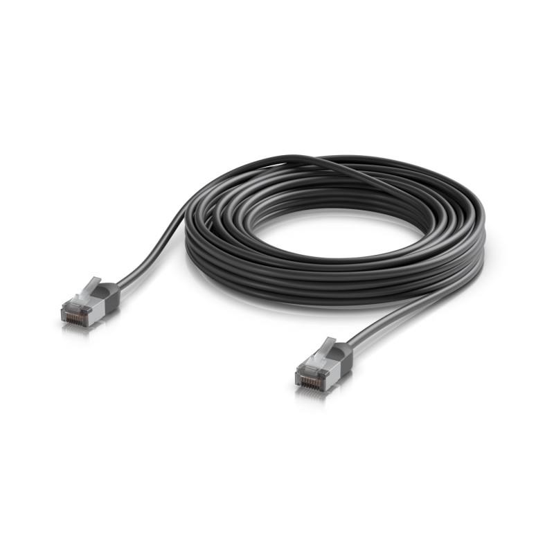 Ubiquiti UniFi Venkovní patch kabel C6A, ultra tenký a odolný stíněný kabel pro 10 GbE, 8m, Černá