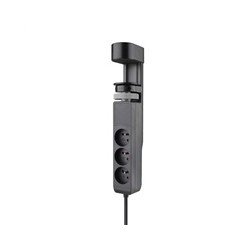 Solight 3z + USB A+C přenosné stolní zásuvky, 2m, černá, USB rychlonabíječka 20W PD