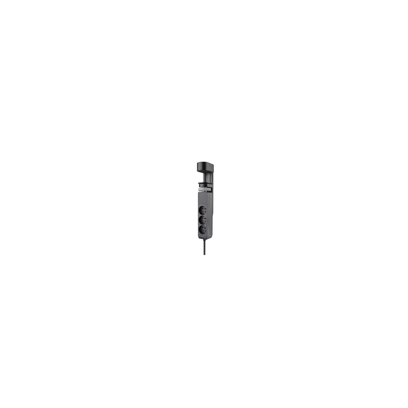 Solight 3z + USB A+C přenosné stolní zásuvky, 2m, černá, USB rychlonabíječka 20W PD