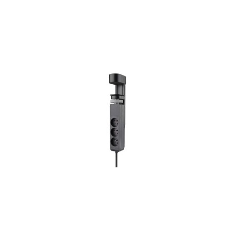 Solight 3z + USB A+C přenosné stolní zásuvky, 2m, černá, USB rychlonabíječka 20W PD