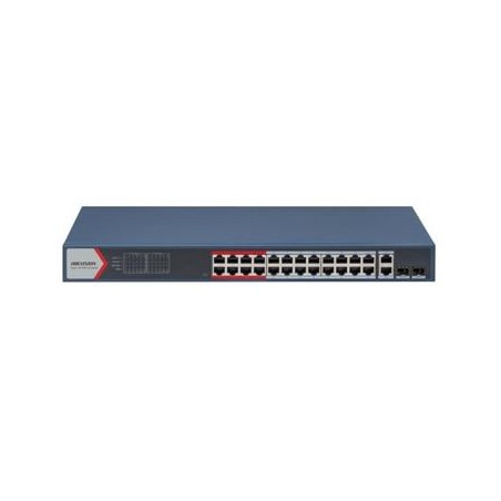 Hikvision Smart switch 24x100TX PoE+2x uplink Gb Combo port, 370W, Super PoE