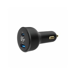 GEMBIRD Nabíječka do auta, 1x USB, 1xUSB-C, rychlo-nabíječka, QC3.0, 65 W, černá