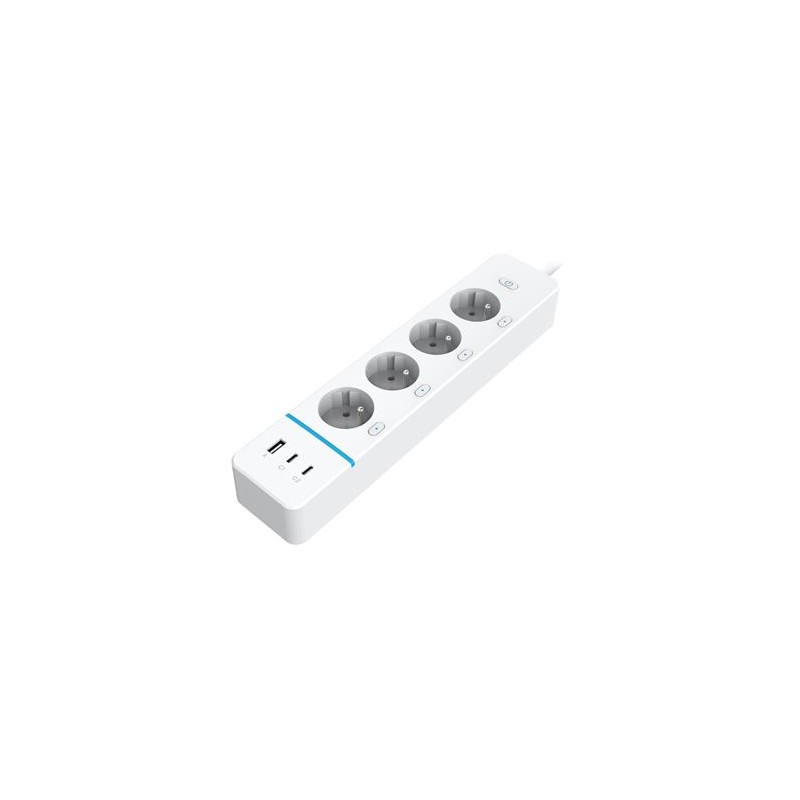 IMMAX NEO LITE SMART chytrý prodlužovací přívod/ 4x FR zásuvka/ 1x USB/ 2x USB-C/ Power delivery/ Wi-Fi/ bílý/ TUYA
