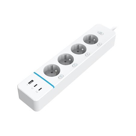 IMMAX NEO LITE SMART chytrý prodlužovací přívod/ 4x FR zásuvka/ 1x USB/ 2x USB-C/ Power delivery/ Wi-Fi/ bílý/ TUYA