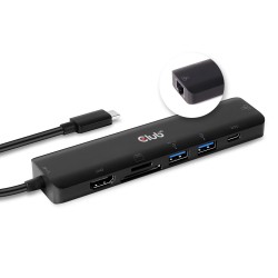 Club3D hub USB-C 3.2 Gen1 7in1 Hub HDMI 4K60Hz, 2x SD card, 2x USB-A, USB-C PD - nabíjení 100W, RJ45