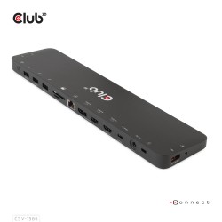 Club3D Dokovací stanice USB-C 12v1, 1xDP, 2xHDMI, 1xUSB-C, 5xUSB, 1xRJ45, 1x3.5mm, čtečka SD karet, černá