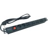 Conexpro 19" kombinovaný rozvodný panel 2x FR + 8x IEC C13, 16A, 1.4m, černý