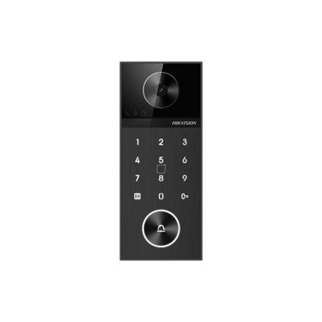 Hikvision Jednotlačítkový IP dveřní interkom, 4MPx kamera, klávesnice, čtečka karet, Wi-Fi, Bluetooth