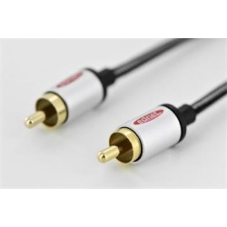 Ednet Audio propojovací kabel, 1x RCA samec/samec, 5 m, mono, stíněný, bavlna, zlato, stříbrný/černý