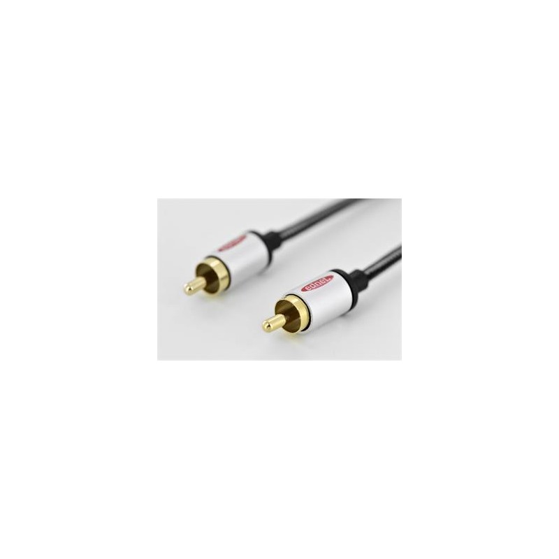 Ednet Audio propojovací kabel, 1x RCA samec/samec, 5 m, mono, stíněný, bavlna, zlato, stříbrný/černý