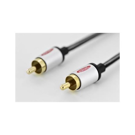 Ednet Audio propojovací kabel, 1x RCA samec/samec, 5 m, mono, stíněný, bavlna, zlato, stříbrný/černý