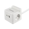 Síťový adaptér VIKING YC23H, bílá/Output:2xAC,1xUSB-A,2xUSB-C/držák na mobil/LED světlo/1,4m kabel