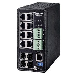 Vivotek AW-IHT-1271 průmyslový PoE Switch, Gigabit Ethernet, SFP uplinky, DIN, -40 až 75 °C, managed
