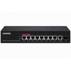 Vivotek AW-GEL-105A-110 Lite Switch, 8× GE PoE + GE + SFP, af/at/bt, PoE 110W, VLAN, dosah 250 m, managed