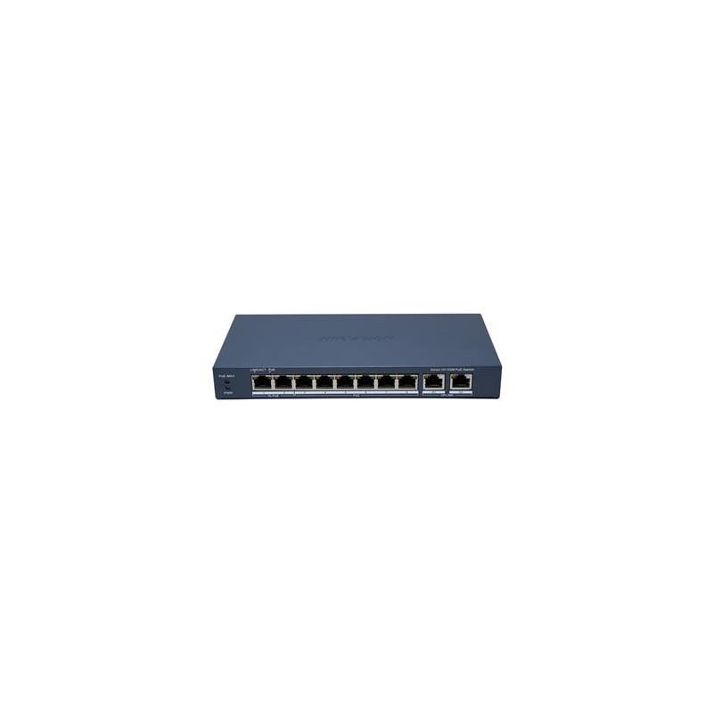 Hikvision Smart switch 8x100Mbps PoE (2xHi-PoE) + 2x Gb 110W dosah až 300m IP40 DS3E1310HPEI(B)