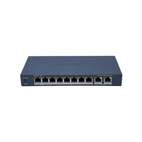 Hikvision Smart switch 8x100Mbps PoE (2xHi-PoE) + 2x Gb 110W dosah až 300m IP40 DS3E1310HPEI(B)