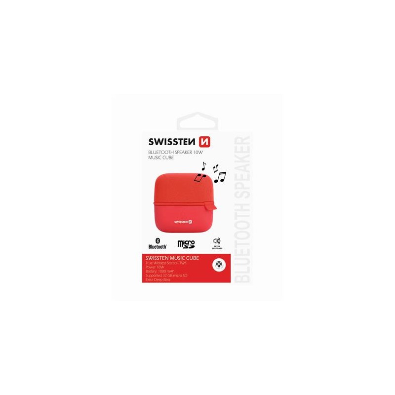 SWISSTEN BLUETOOTH SPEAKER MUSIC CUBE RED