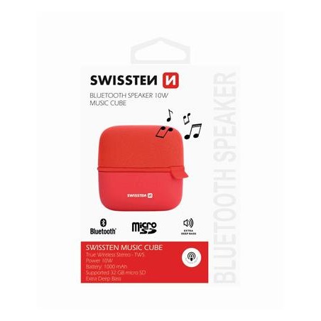 SWISSTEN BLUETOOTH SPEAKER MUSIC CUBE RED