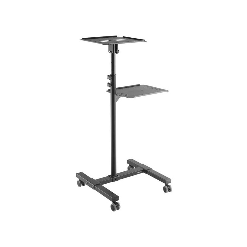 Fonestar Mobilní stojan pro projektor/notebook, nosnost 10 kg, 2 police, výška 95–145 cm, náklon, kolečka, černý