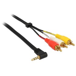 Delock Kabel Stereo jack 3.5 mm 4 pin samec pravoúhlý 3 x RCA (cinch) samec 1.5 m
