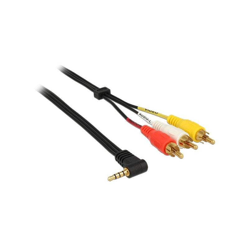 Delock Kabel Stereo jack 3.5 mm 4 pin samec pravoúhlý 3 x RCA (cinch) samec 1.5 m