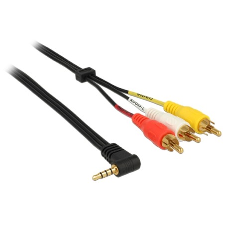 Delock Kabel Stereo jack 3.5 mm 4 pin samec pravoúhlý 3 x RCA (cinch) samec 1.5 m