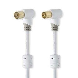 Nedis CSBW40010WT20 - Koaxiální Kabel 100 dB | IEC (Koaxiální) Úhlová Zástrčka - IEC (Koaxiální) Úhlová Zástrčka | 2 m | Bílá