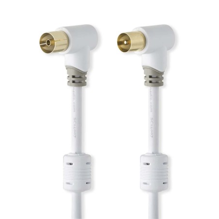 Nedis CSBW40010WT20 - Koaxiální Kabel 100 dB | IEC (Koaxiální) Úhlová Zástrčka - IEC (Koaxiální) Úhlová Zástrčka | 2 m | Bílá