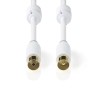 Nedis CSBW40015WT50 - Koaxiální Kabel 100 dB | IEC (Koaxiální) Zástrčka - IEC (Koaxiální) Zásuvka | 5 m | Bílá barva
