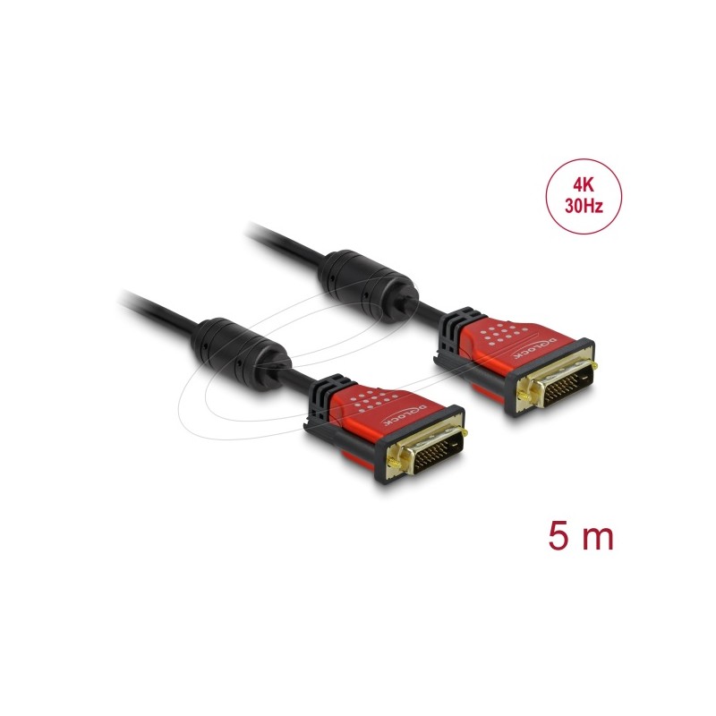 Delock Kabel DVI 24+1 samec DVI 24+1 samec 5 m červený kovová spona