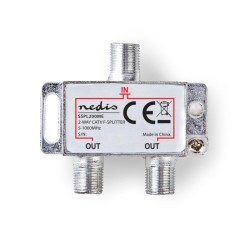 Nedis SSPL200ME - CATV F-Rozbočovač | Max. zisk 4,2 dB | 5–1 000 MHz | 2 Výstupy