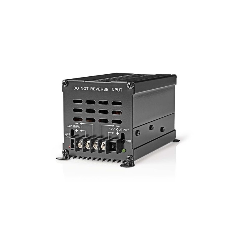 Nedis POCO106 - Měnič Napětí | 24 VDC | Výstupní napětí: 12 VDC | 240 W | Svorkovnice | Vybaven pojistkou | Černá