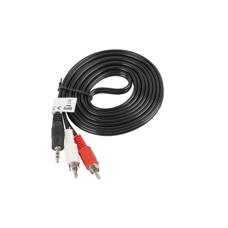 LANBERG Minijack 3.5mm (M) 3 PIN na 2x RCA (CINCH) (M) kabel 2m