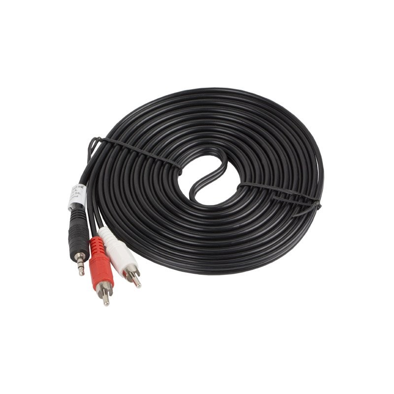 LANBERG Minijack 3.5mm (M) 3 PIN na 2x RCA (CINCH) (M) kabel 5m