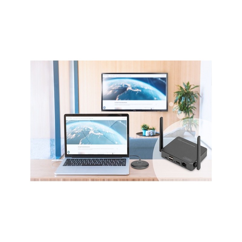 DIGITUS Click & Present - Bezdrátový systém pro spolupráci HDMI, 2x Vysílač 1x Přijímač