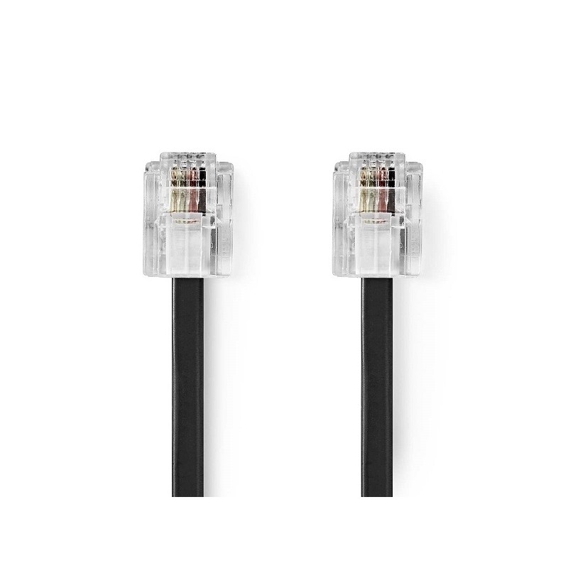 Nedis TCGL90200BK20 - Telekomunikační kabel | RJ11 Zástrčka – RJ11 Zástrčka | 2 m | Černá