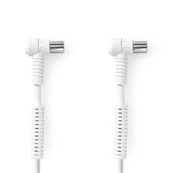 Nedis CSGB40120WT15 - Koaxiální Kabel 120 dB | 75 Ohm | 4x Stíněný | úhlový | Zástrčka - Zásuvka | 1,5 m | Bílá