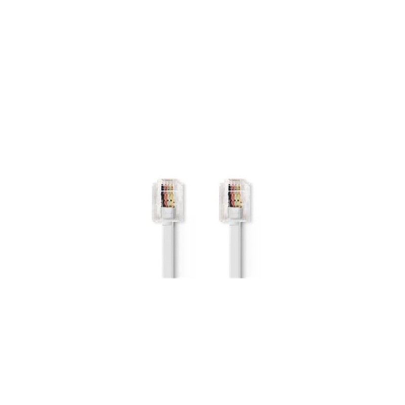 Nedis TCGL90200WT20 - Telefonní Kabel | RJ11 Zástrčka - RJ11 Zástrčka | Plochý | 2 m | Bílá