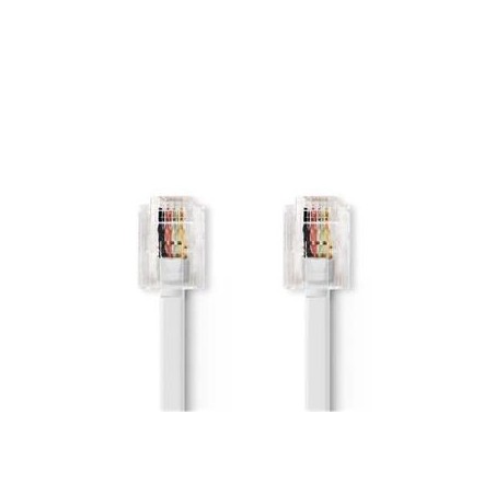 Nedis TCGL90200WT20 - Telefonní Kabel | RJ11 Zástrčka - RJ11 Zástrčka | Plochý | 2 m | Bílá