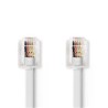 Nedis TCGL90200WT20 - Telefonní Kabel | RJ11 Zástrčka - RJ11 Zástrčka | Plochý | 2 m | Bílá