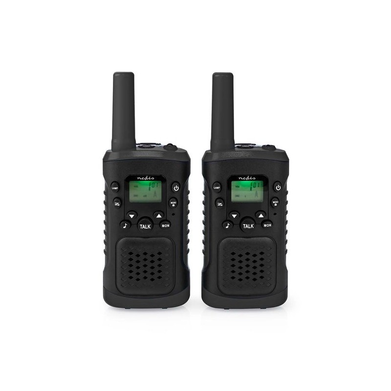 Nedis WLTK0610BK - Vysílačka | Dosah Až 6km | 8 Kanálů | PTT / VOX | Až 3 hodiny | 2 Kusy | Černá